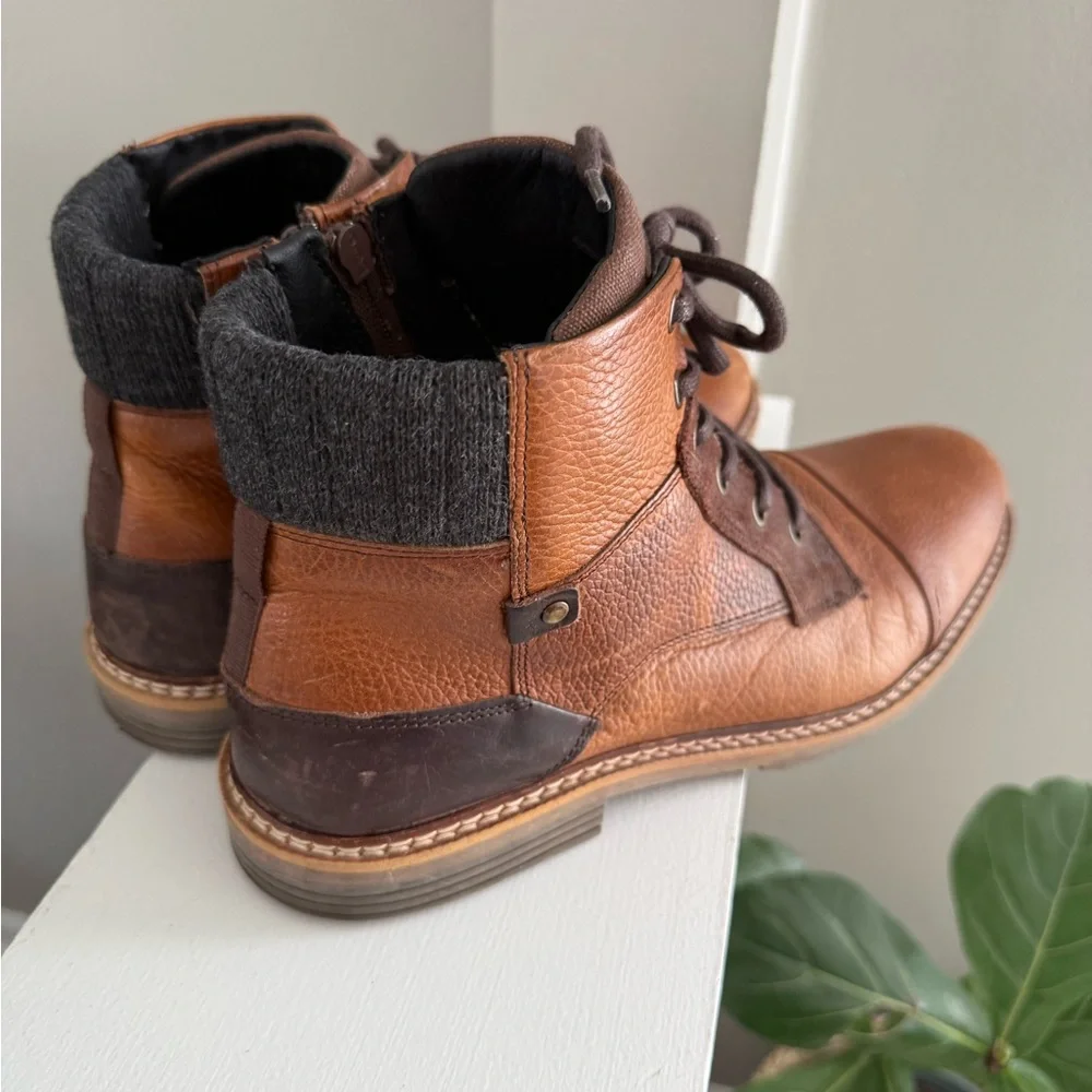 Crown Vintage Men's Two-Tone Tan Leather Chukka Zip Up Boots